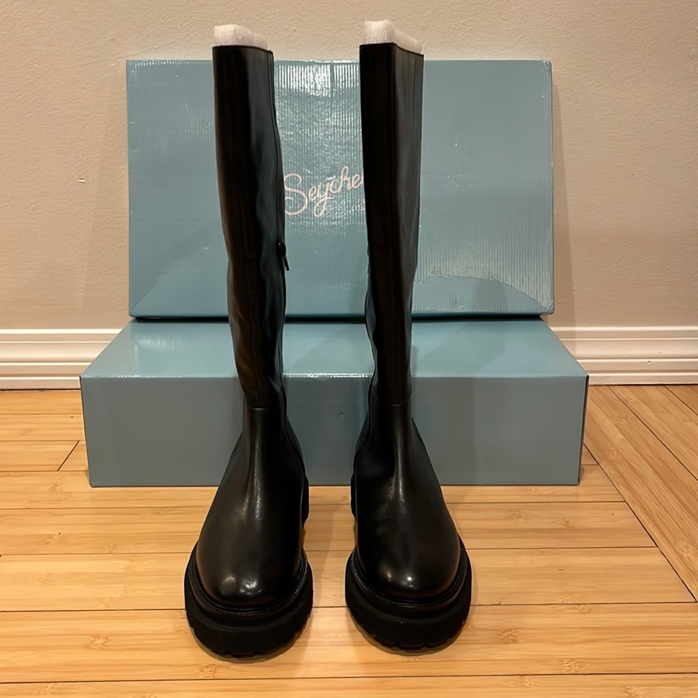 Seychelles Meet Me Halfway tall lug sole boot black genuine leather NIB 8.5-9